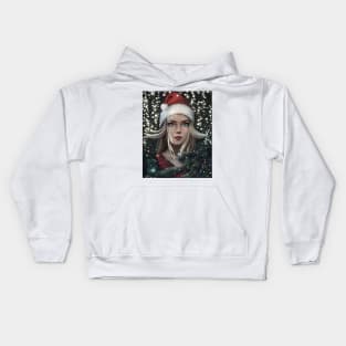 Portrait Of Female Anime Santa Kids Hoodie